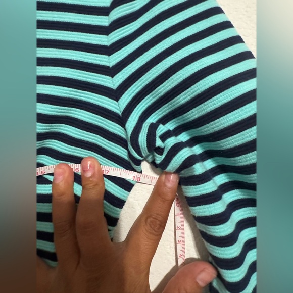 Lilly Pulitzer Charlene 3/4 Sleeve Shift Dress -Tropez Blue Navy Stripe -M - Picture 7 of 7